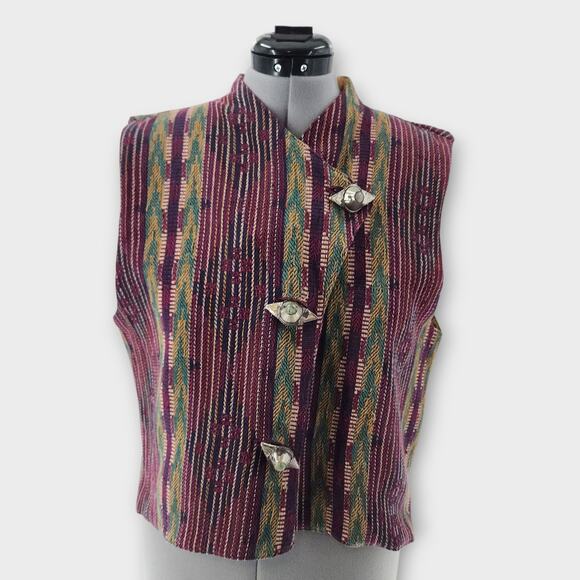 Outback Adventurous Clothing Vest Womens L Tapestry Artsy Boho Hippie Unique VTG - Picture 1 of 12